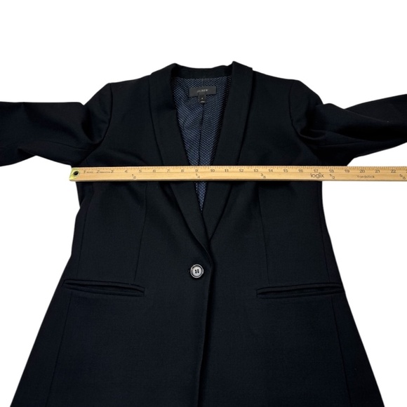 J.CREW Parke Blazer G7726 One Button Jacket Shawl Collar Dot Lined Black Size 4 - Picture 13 of 13